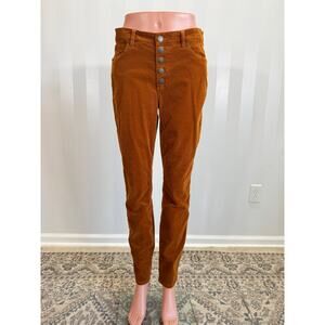CABI Burnt Orange Corduroy Button Fly Tapered Leg Jeans Sz 6